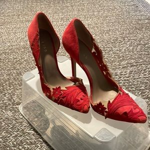 Red suede Reiss pumps. Worn only twice, looks a little worn because Its suede